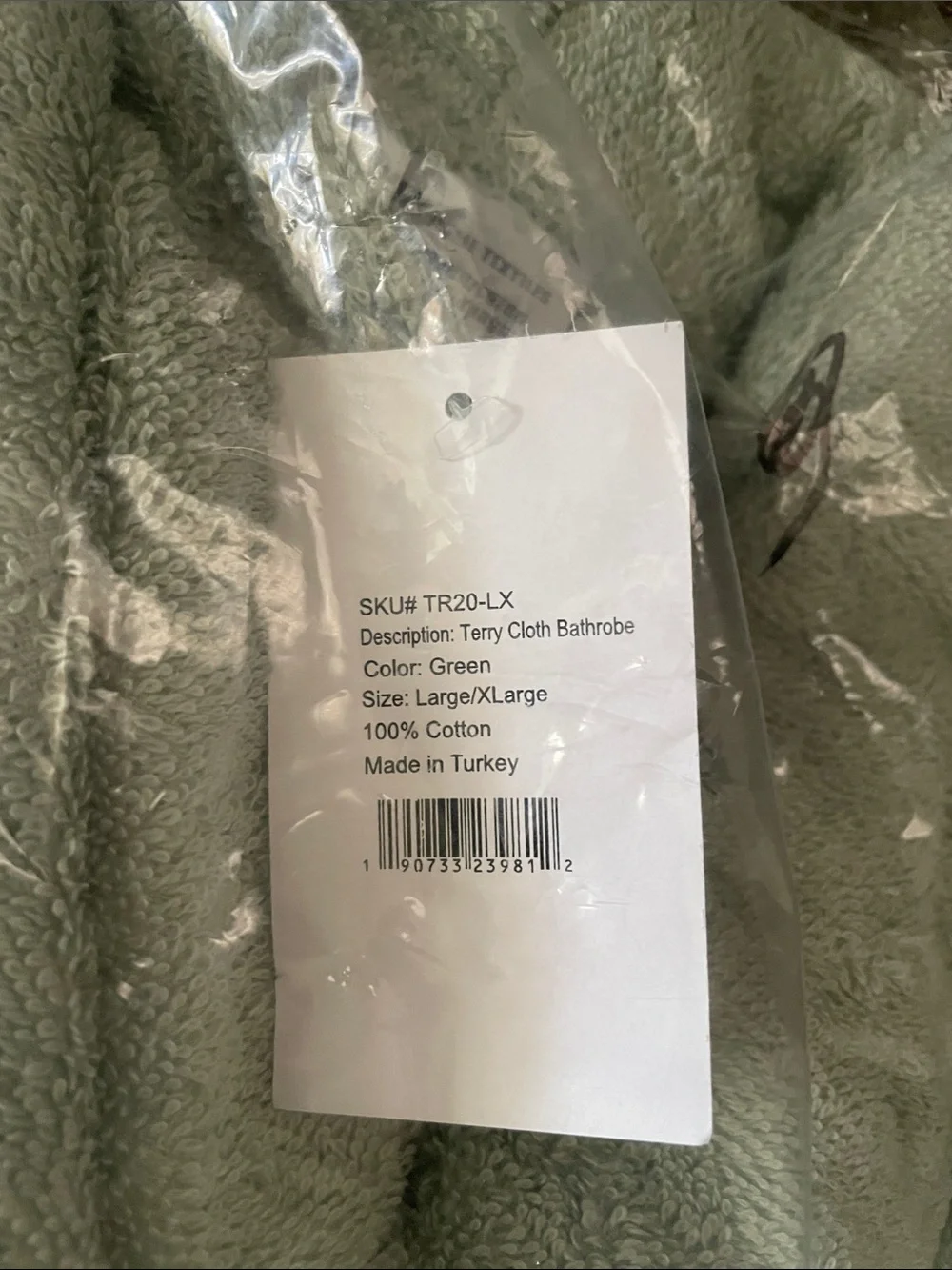 Linum Home 100% cotton Light Sage Bath Robe Sealed L/XL